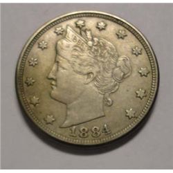 1884 V nickel  VF