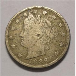 1886 V nickel  Fine