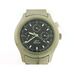 Gino Franco Men's Stainless Steel Wave Bracelet Watch