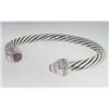 Image 2 : David Yurman Silver Pink Quartz & Diamond Bangle