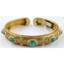 Buccellati 18K Yellow Gold Emerald Bangle