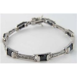 Silver CZ Black Onyx Bracelet