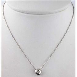 14K White gold diamond heart pendant necklace