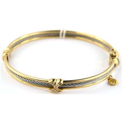 18K Yellow gold and silver diamond bangle
