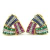 Image 1 : 21K Yellow Gold,Emerald,Ruby,Sapphire, Diamond Earrings