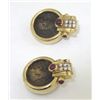 Image 2 : 14K Yellow Gold Ancient Coin, Ruby & Diamond Earrings