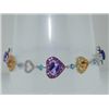 Image 1 : 14K White Gold Multi-Color Stone Diamond Bracelets