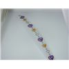 Image 3 : 14K White Gold Multi-Color Stone Diamond Bracelets