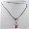 14K White Gold Diamond and Pink Topaz Necklace