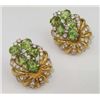Image 3 : 18K Yellow Gold Peridot & Diamond Earrings