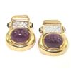 Image 2 : 14K Yellow Gold Ruby, Sapphire & Diamond Earrings