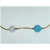Image 2 : 14K Yellow Gold , Turquoise & Pearl Bracelet
