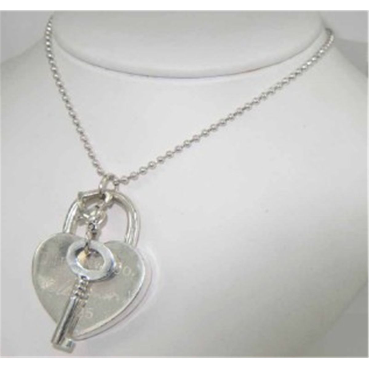 Tiffany & Co Silver Heart Lock & Key Pendant Necklace