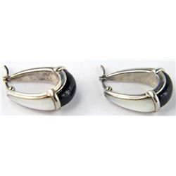 Judith Ripka Silver Mother of Pearl and Black onyx earrings