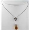 14K White Gold Diamond Citrine Necklace
