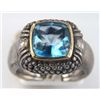 14K Yellow Gold and Silver Blue Topaz Ring