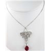 Image 1 : 18K White Gold Ruby Diamond Necklace