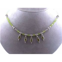 Silver Necklace with Peridot