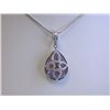 18k White Gold Necklace with Amethyst & Diamond Pendant