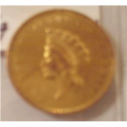 1854 $1 Type 2 Gold Indian Princess head Coin, AU