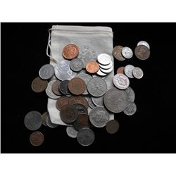 CANVAS BAG OF FOREIGN COINS