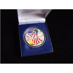 2001 PAINTED AMERICAN EAGLE 1oz SILVER