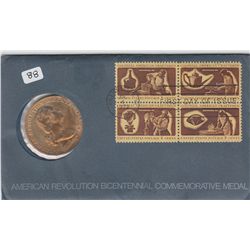 BICENTENNIAL MEDAL WITH STAMP FIRST DAY ISSUE