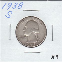 1938 S SILVER QUARTER