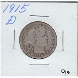 1915 D BARBER QUARTER