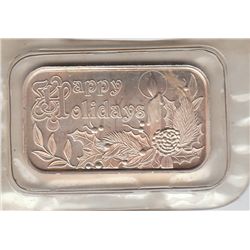 HAPPY HOLIDAYS SILVER BAR 1 OUNCE .999 FINE