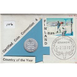 1970 FINLAND WITH STAMP CERTIFIED COIN