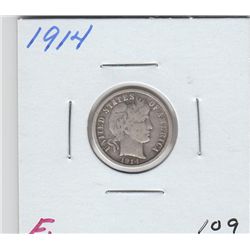 1914 BARBER DIME FULL LIBERTY