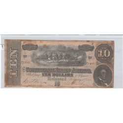 $10 1864 CONFEDERATE CURRENCY