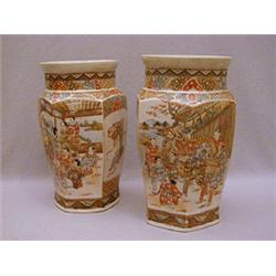 A PAIR OF SATSUMA BALUSTER VASES
