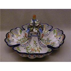A NEVERS FAIENCE QUATREFOIL LOBED DISH