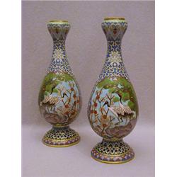 A PAIR OF MEI-PING CLOISONNE VASES