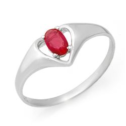 Genuine 0.25 ctw Ruby Ring 10K White Gold