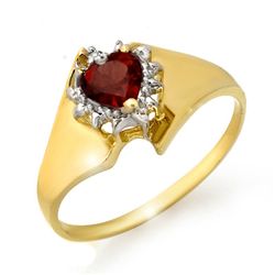 Genuine 0.52 ctw Garnet & Diamond Ring 10K Yellow Gold