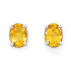 Genuine 1.50 ctw Citrine Stud Earrings 14K White Gold
