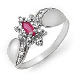 Genuine 0.24 ctw Ruby & Diamond Ring 10K White Gold