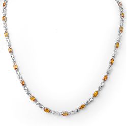 Genuine 9.02 ctw Orange Sapphire & Diamond Necklace 10K -