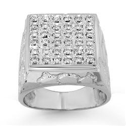 Natural 1.0 ctw Diamond Men's Ring 14K White Gold