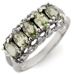 Genuine 1.80 ctw Green Sapphire & Diamond Ring Gold