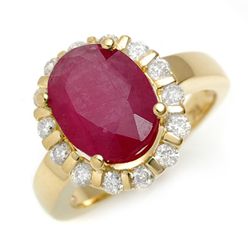 Genuine 4.65 ctw Ruby & Diamond Ring 10K Yellow Gold