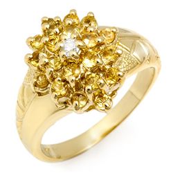 Genuine 1.39ctw Yellow Sapphire & Diamond Ring 10K Gold