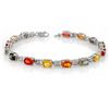 Image 1 : Genuine 11 ctw Multi-Sapphire Bracelet 10K White Gold