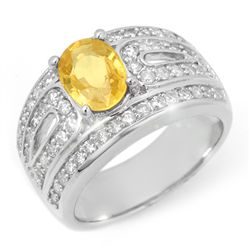Genuine 3.04 ctw Yellow Sapphire & Diamond Ring 14K White Gold