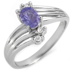 Genuine 0.70ctw Tanzanite & Diamond Ring 10K White Gold