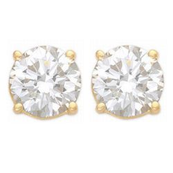Natural 1.0 ctw Diamond Stud Earrings 14K Yellow Gold