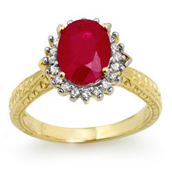Genuine 2.65 ctw Ruby & Diamond Ring 10K Yellow Gold